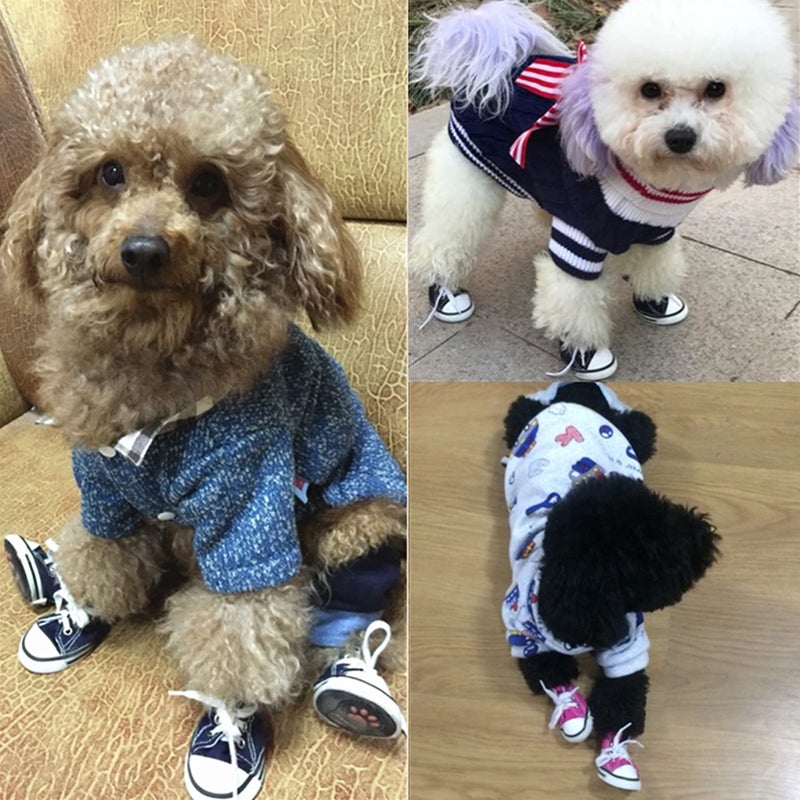 URBEST 4 Pcs Pet Dog Puppy Canvas Sport Shoes, Sneaker Boots, Outdoor Nonslip Causal Shoes (8#, Pink) - Image 5
